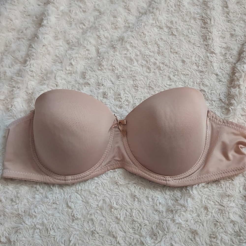 Inteco Intimates strapless beige bra 36C Neutral Minimalist